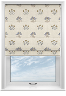 William Morris At Home Lily Flower Embroidery, Woad - Twist&Fit Roman Blind